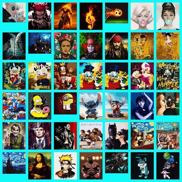 Картины по номерам Комиксы, звёзды, исполнители, аниме