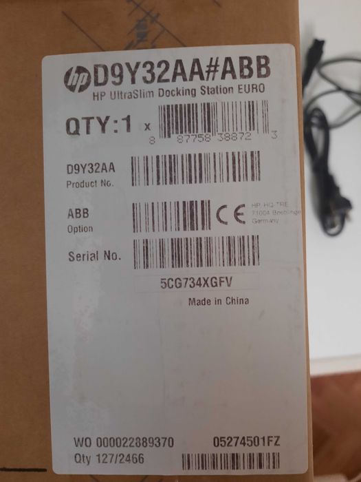 Docking station hp. Nova em embal original. Mod D9y32AA#ABB.  C/cabos