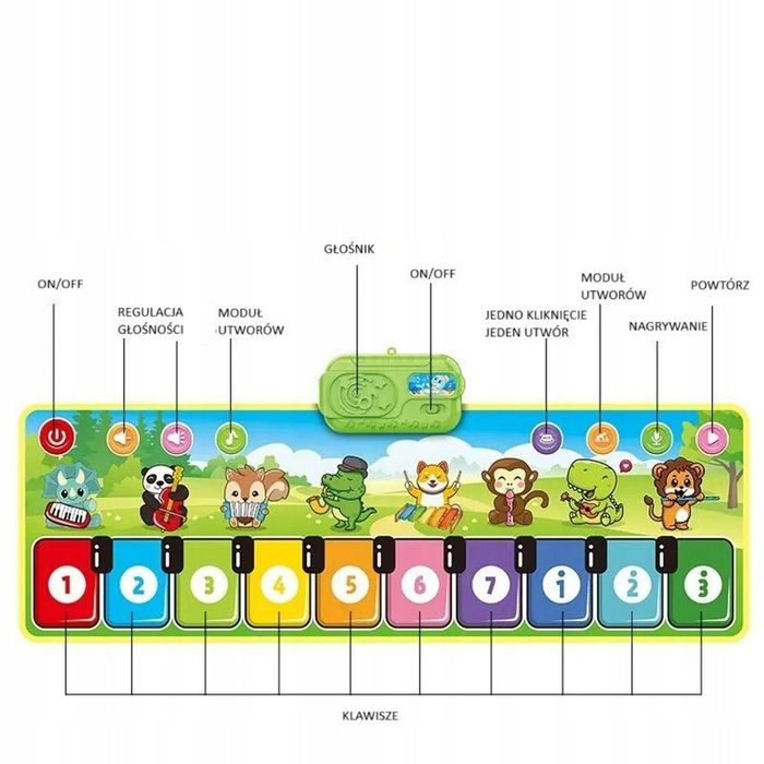 Mata interaktywna pianino 110cm edukacyjna muzyczna