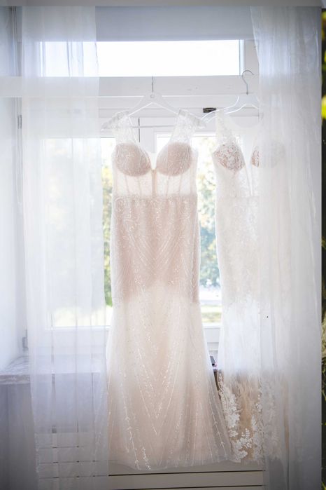 Lanesta Yavanna dla Panny Młodej 160 cm IVORY zdobiona koralikami