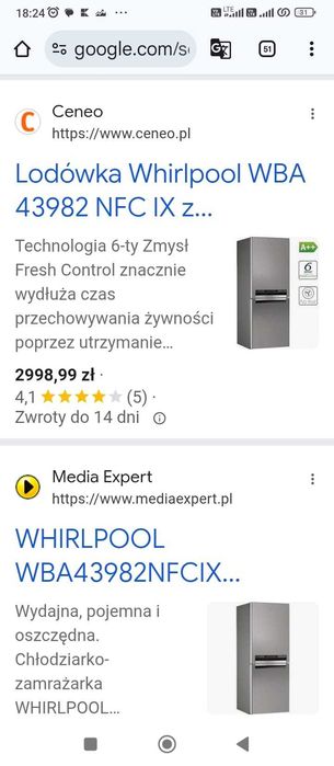 Lodówka duża srebrna