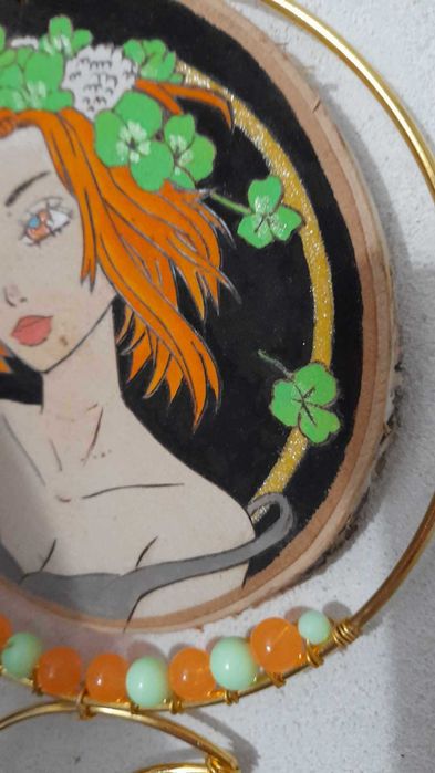 Caça Sonhos Feitos em Pirografia e Pintura, Á Mão