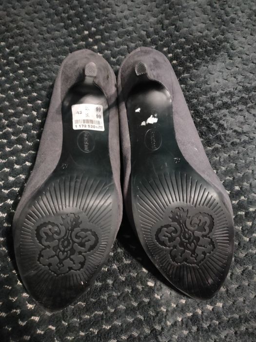 Szare grafitowe zamszowe szpileczki kokardka r 42 Graceland