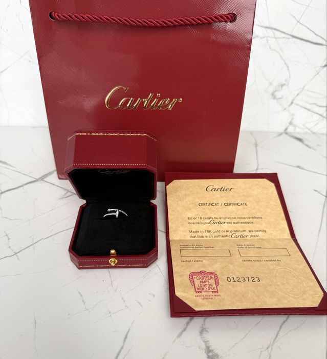 Каблучка Cartier Juste un Clou з натурального срібла 925 проби з покриттям родія(не темніє), кольцо картье цвях , картʼє серебро, кільце гвоздь 17 роз