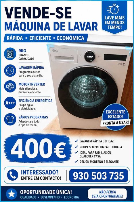Máquina de Lavar Lg 9 Kg