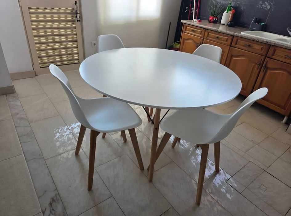 Mesa e Cadeiras Faia/Branco