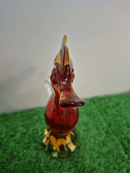 Piękna stara figurka BAŻANTA wykonana ze szkła MURANO