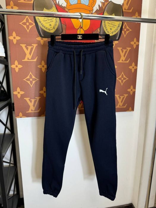 РАСПРОДАЖА -40%! Мужские спортивные штаны PUMA темно-синие на Флисе