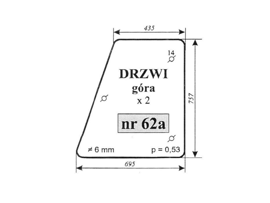 szyba drzwi góra uchylna zetor 62a