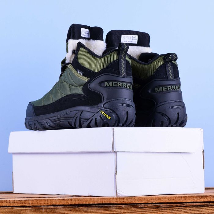 (2211) Зимові Кросівки Черевики Merrell чорні з хакі хутро (41-45)