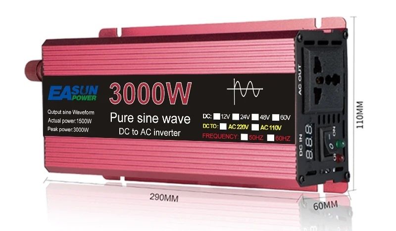 Przetwornica napięcia 12V  lub 24V na 230V Pure shine , czysty sinus 3000W
