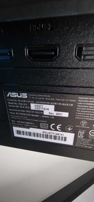 Monitor TUF GAMING VG277 (165Hz) 27 Polegadas.