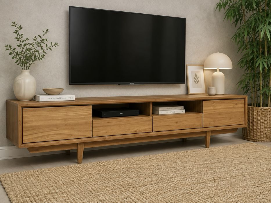 aparador consola movel TV armario nordico teca industrial rustico