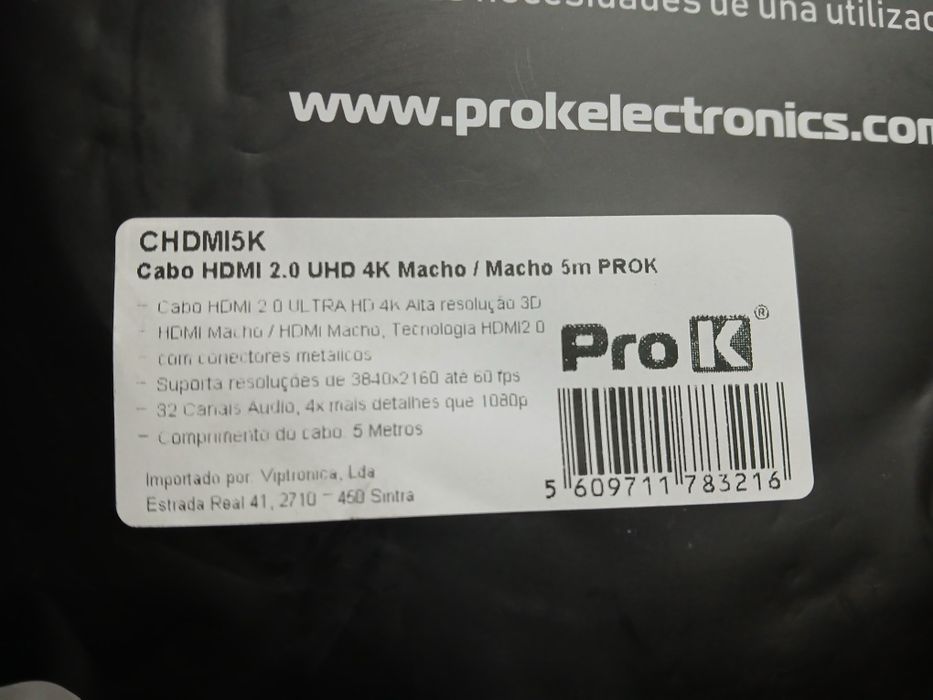 Cabo HDMI 5m Pro K - Alta Qualidade, dourado, fichas metálicas - NOVO!