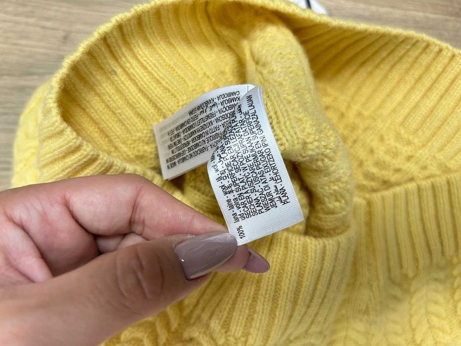 Nowy żółty sweter damski z krótkim rękawem Zara 36 S 100% Wełna