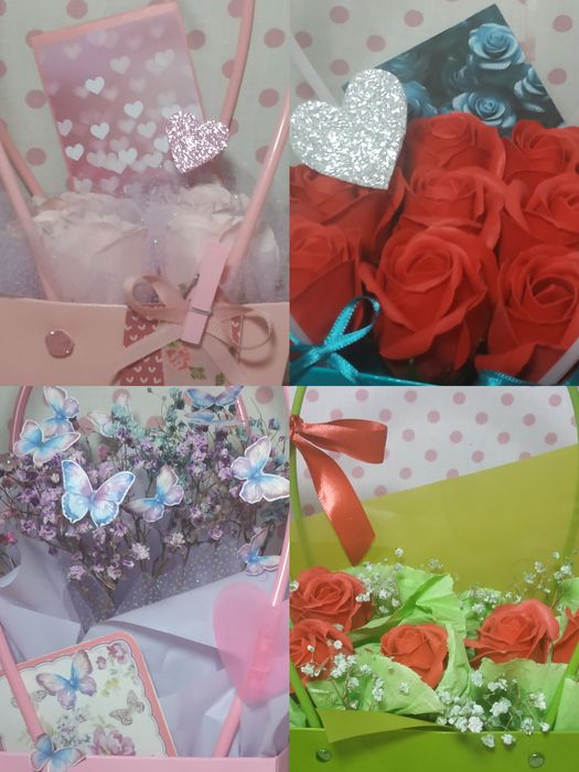 Букети зі штучних квітів та листівки