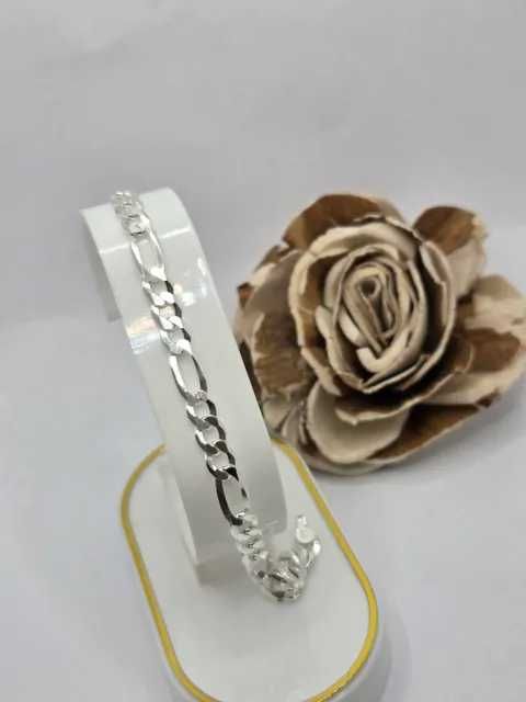 Srebrna Bransoletka Figaro Długość 21,5cm Próba 925