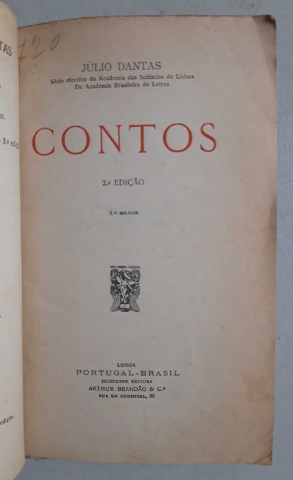 Livro - Júlio Dantas - Contos