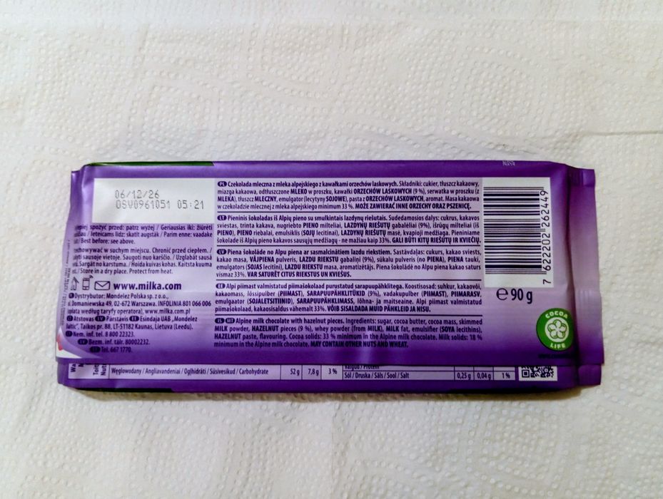 Milka Hazelnut Czekolada 90g. 25 szt.