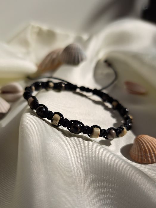 Handmade bransoletka makramowa pleciona z japisem