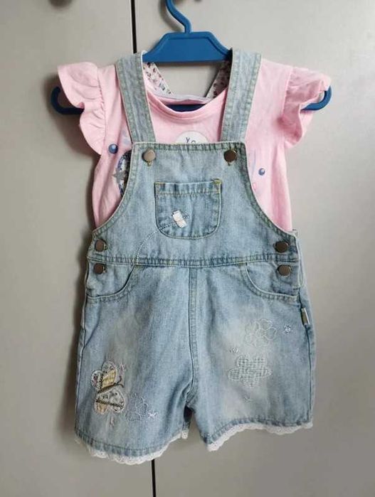 Zestaw dla dziewczynki ogrodniczki rozmiar 68 + bluzeczka 92 gratis