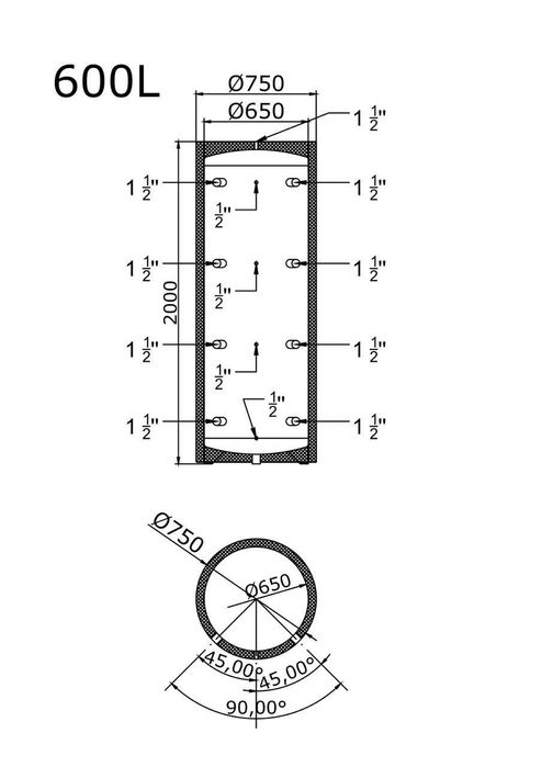 Акумуляційна ємність 1000л без утеплення