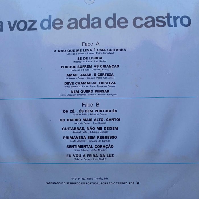 Ada de Castro LP A Voz de Fado Portugal