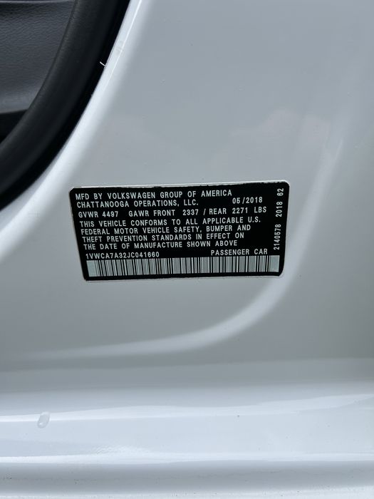 Volkswagen Passat (NMS) 2018 USA 2.0 TSI