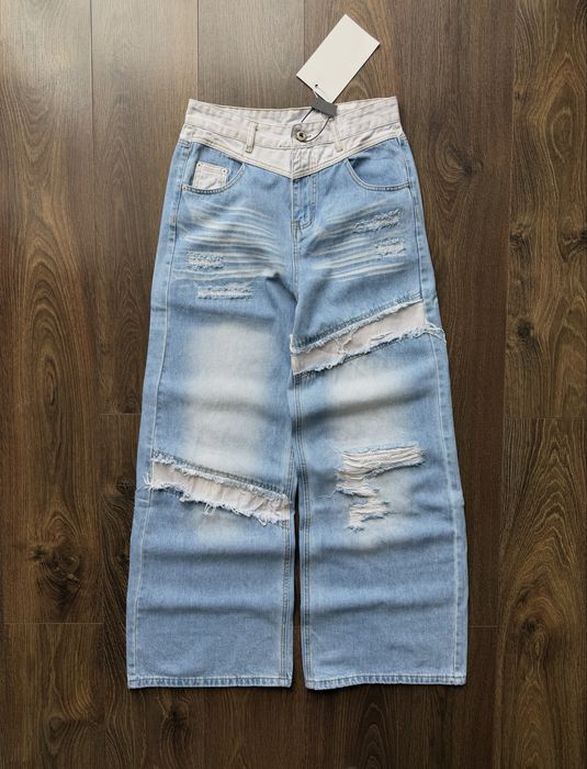 Широкі Джинси Distressed Camo Голубі Baggy Беггі Bootcut Буткат Skater Камуфляжні Washed Рвані Камо з Потертостями Порвані BAGGY Y2K SK8