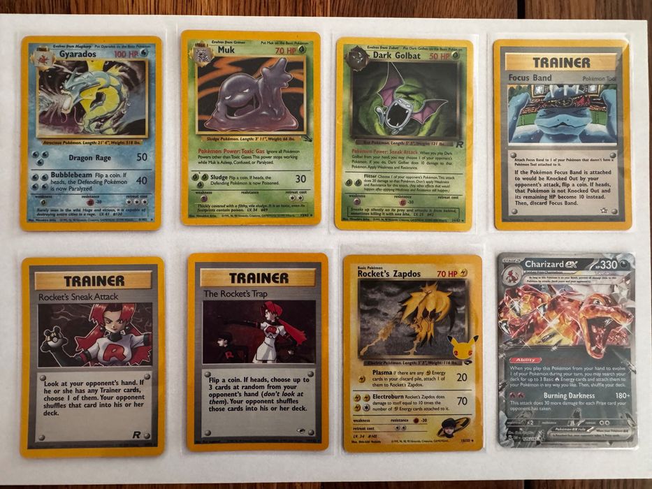 Karty Pokemon: Charizard ex, Dark Golbat, Team Rockets i inne