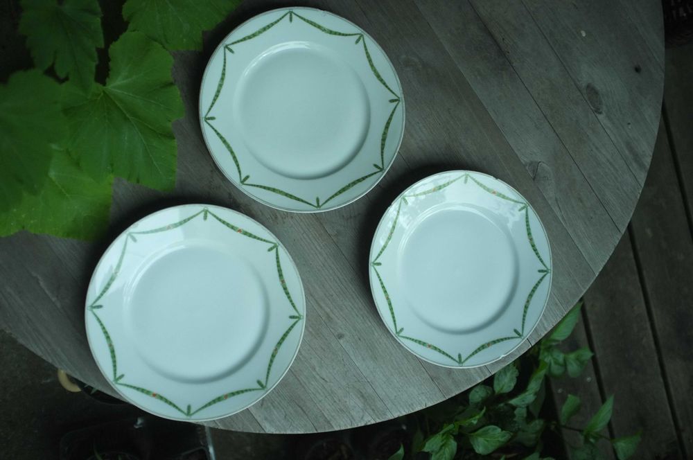 3 przedwojenne talerze art deco empire Tettau Bawaria Prussia