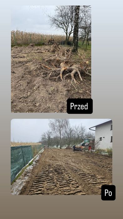 Wgłębny powierzchniowy karczowanie zarosli mulczowanie wycinka drzew