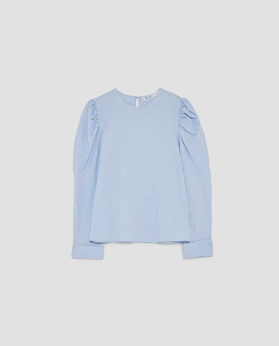 ZARA, Bawełniana bluzka, BUFIASTA , PERELKI M