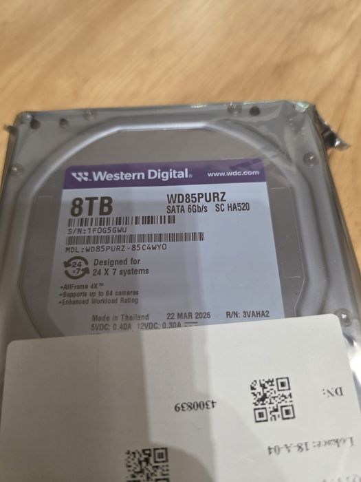 Western Digital WD Purple 8TB do pracy ciągłej Nowy !