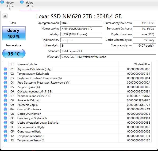 Dysk SSD 2TB Lexar NM620 m2