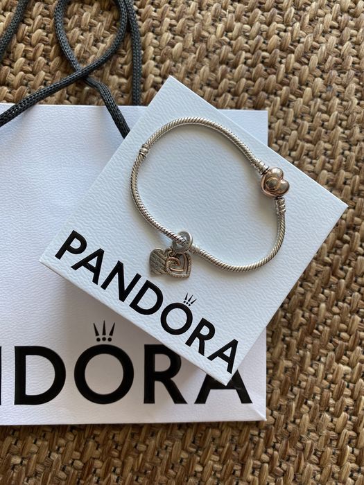 Pandora bransoletka z sercem o splocie wężykowym + charms gratis tanio
