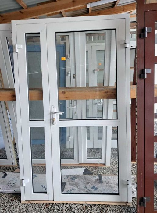 DRZWI Zewnętrzne Aluminiowe Dwuskrzydłowe Wejściowe 130x210cm Białe