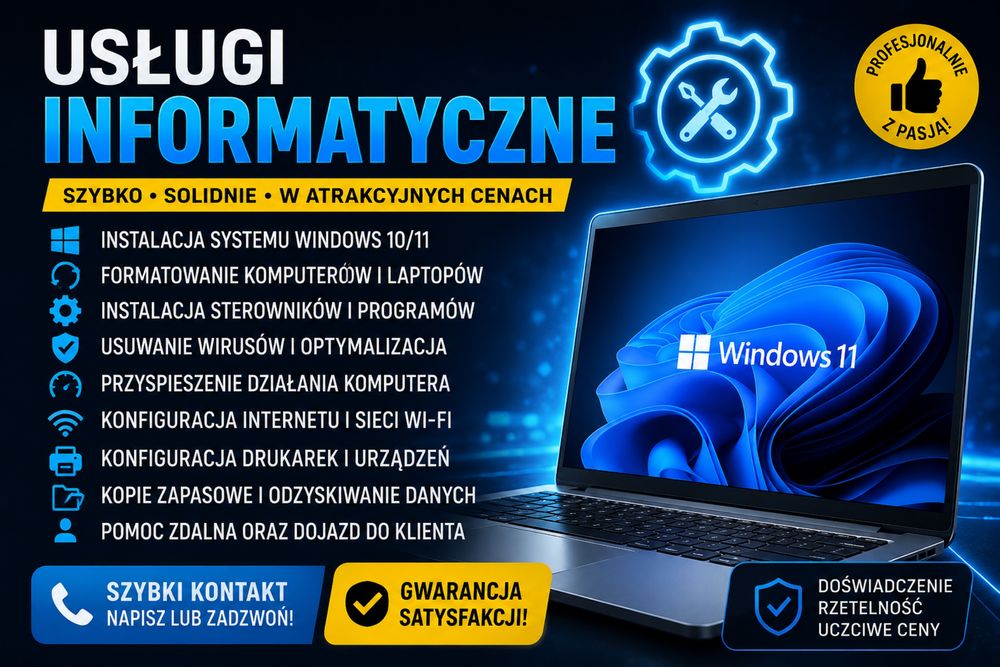 Usługi Informatyczne / Komputerowe – Windows, Format, Naprawa