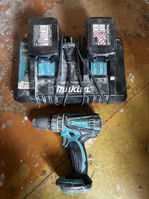 ZESTAW makita, wiertarko-wkretarka, ladowarka x2, bateria x2