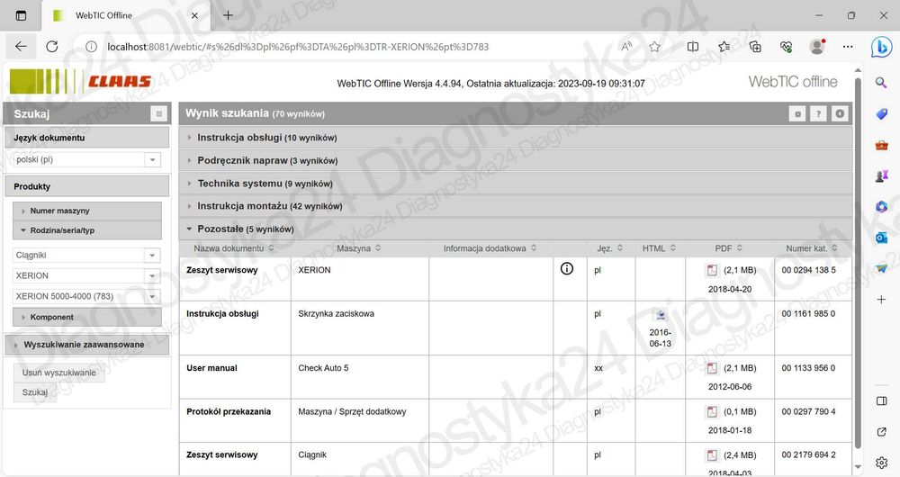 NAJNOWSZY Claas WebTic 2025.04 Instrukcja Napraw KATALOG Zdalna Instal