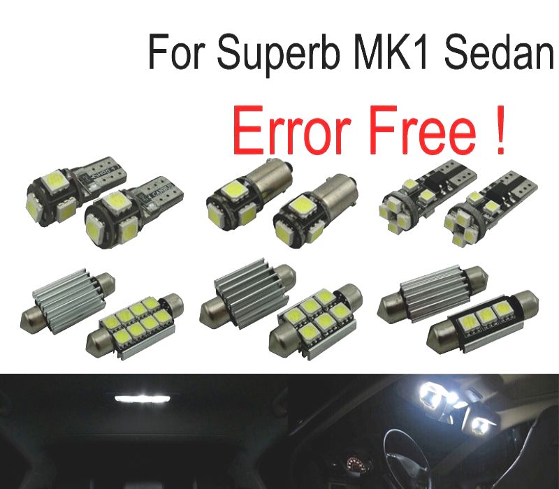 KIT COMPLETO 15 LAMPADAS LED INTERIOR PARA SKODA SUPERB MK 1 SALOON MKI SEDAN 3U4 02-08
