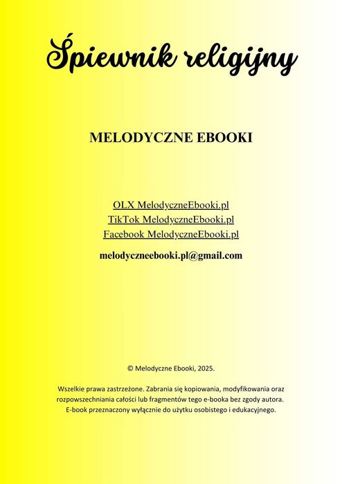 Śpiewnik religijny - 20 pieśni z nutami literowymi na flet prosty