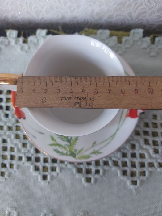 Чайная пара чашка блюдце с маками