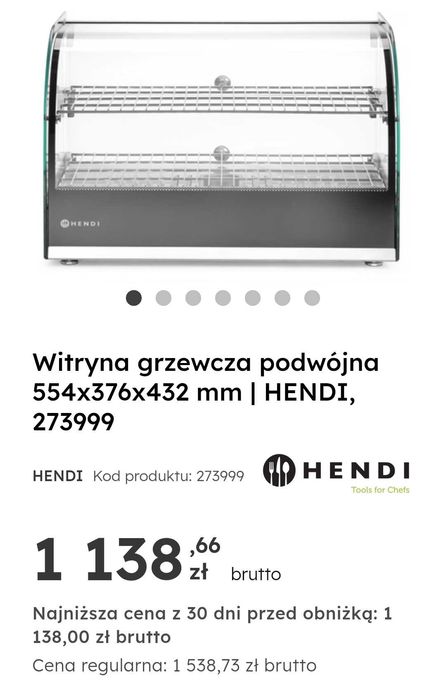 Witryna Grzewcza Podwójna HENDI 273999 (Rok 2025) Jak Nowa