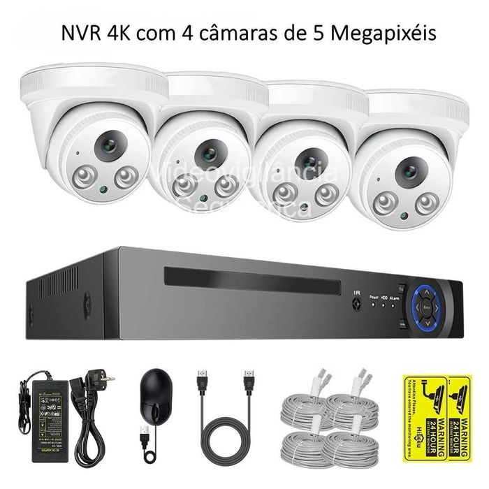 Kit Conjunto ‼️ 4 Câmaras ‼️ PoE ‼️ 5MP ‼️ Identificação / Rosto