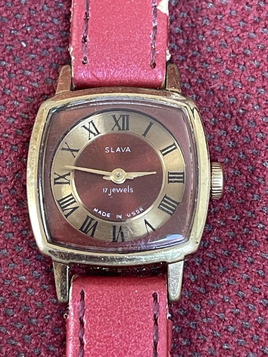 Slava Stary Damski Pozłacany Zegarek Mechaniczny
