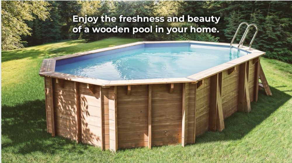 Piscina madeira GRE nova 632 X 335 X  130 CM