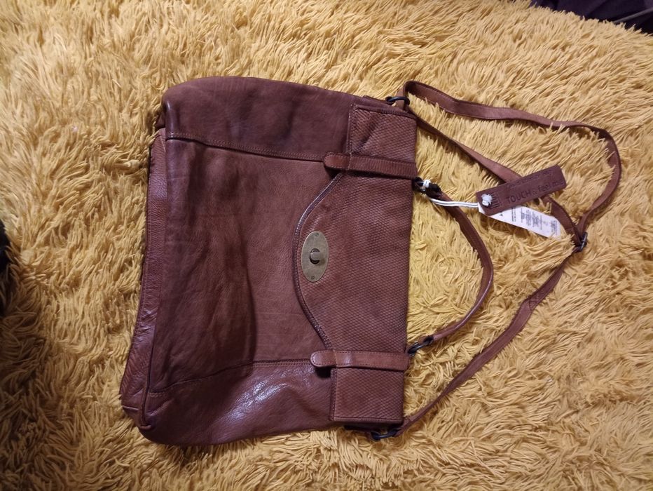 Torebka skóra brązowa A4