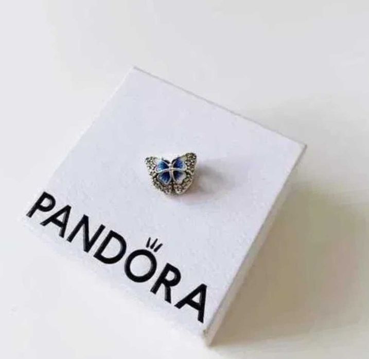 PREZENT ZIMA Zawieszka Charms Błękitny Motyl do bransoletka modułowa