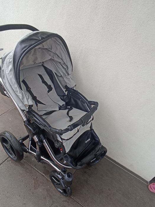 Wózek 3w1,4w1 Bebetto Tito premium Class szary fotelik cybex